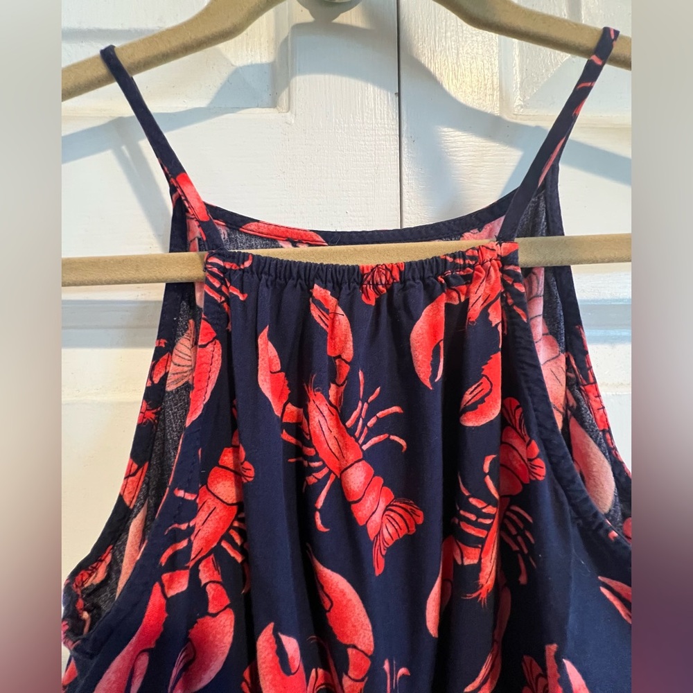 Navy & Red 🦞 Lobster Sundress with Red Lobster Print - Picture 3 of 6